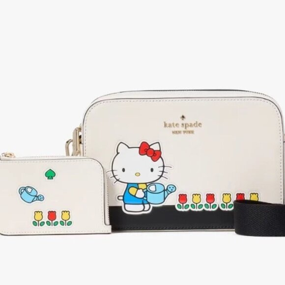 NEW Kate Spade Sanrio Hello Kitty x KSNY Cross Body Camera Bag & Coin Card Case - Picture 1 of 5